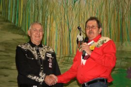 Sid Leighton Receiving Gold award for 50years of Calling